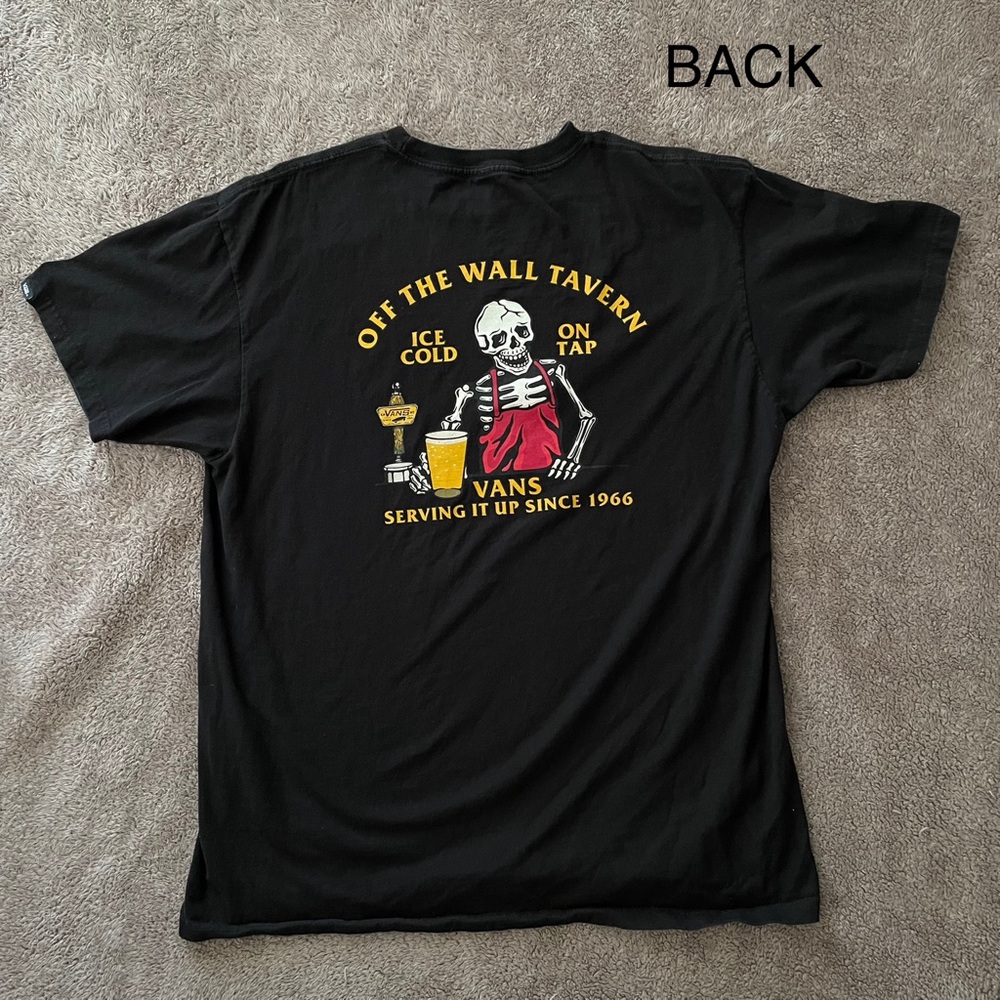 VANS Men’s Black Graphic Tee Size Large Streetwear Grunge Vintage Inspired